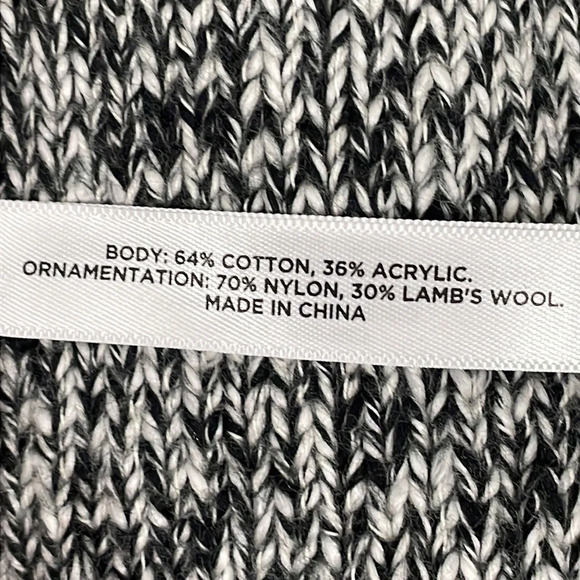 NWOT Talbots Winter Scarf Black and Off White with Lambs Wool Accent - Picture 4 of 11